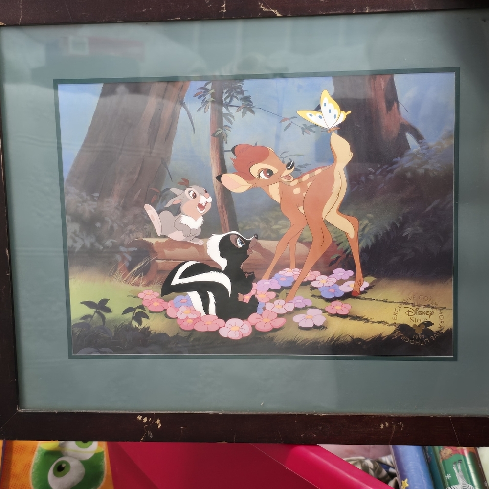 Disney Bambi Lithograph Art Framed
